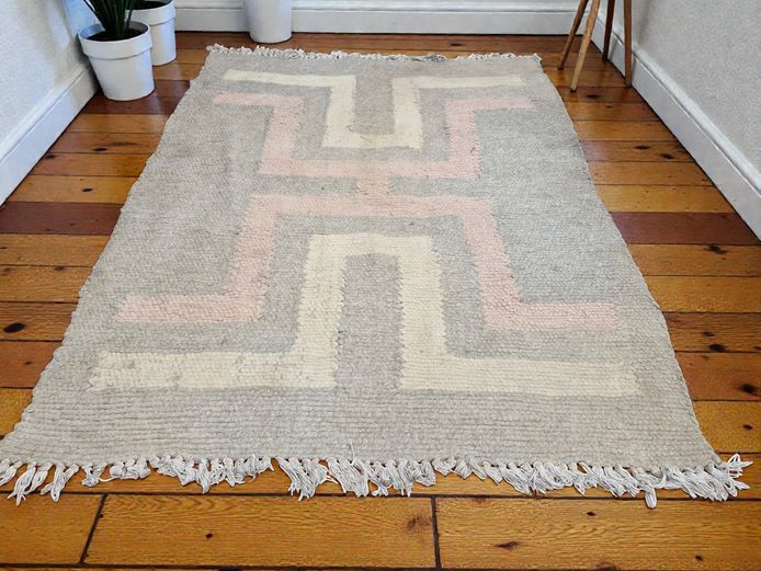 Hand-Woven Geometric Wool Rug
