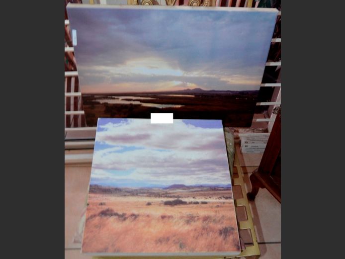 LOT OF 2 UNFRAMED PRINTS ON CANVAS: LANDSCAPES, 59.5 x 41.5cm & 40 x 40cm
