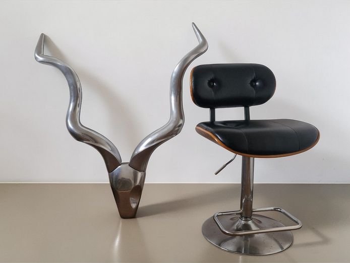 Arthur Court Style Large Aluminium Kudu Horn Wall Sculpture