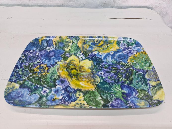 Vintage Plastic Floral Serving Tray