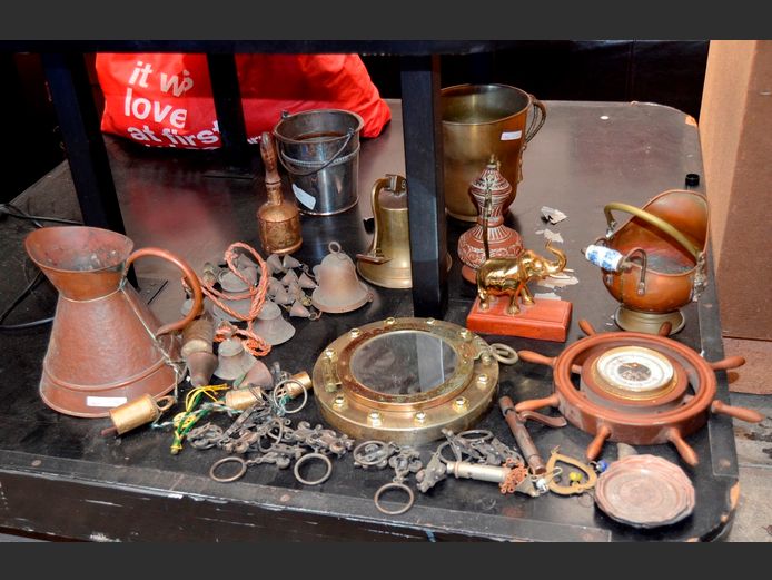 BRASS BELL, SHIP'S PORTHOLE, COPPER & BRASS WARE, etc