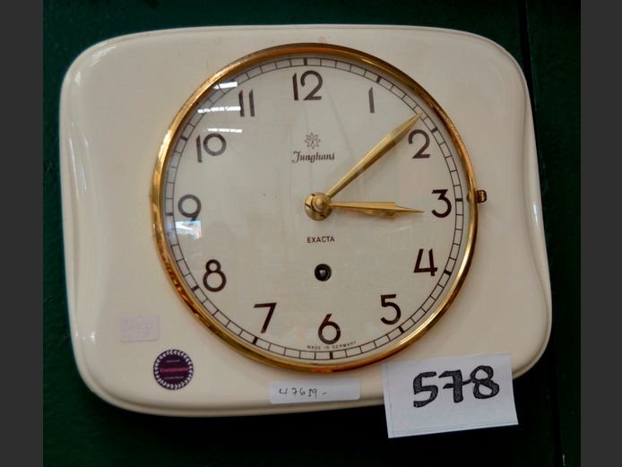ART DECO JUNGHANS CERAMIC WALL CLOCK, 25 x 19cm