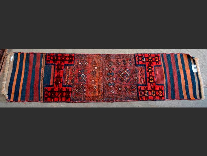 RED & BLUE KELIM RUNNER, 163 x 41cm