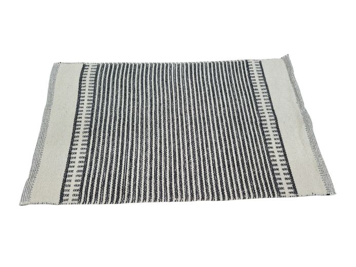 Modern Black & Cream Striped Flat-Weave Accent Rug (118 x 69.5 cm)