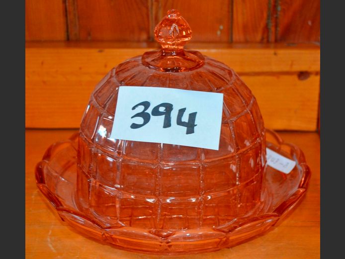 VINTAGE BOHEMIAN GLASS CHEESE DISH, 20cm Diameter x 14cm High