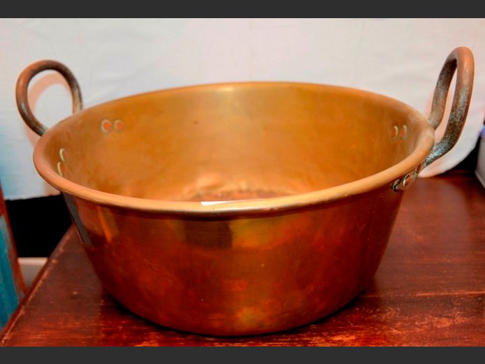 BRASS JAM POT, 35cm Diameter x 14.5cm High