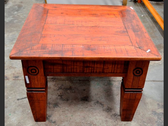 INDIAN STYLE BURMESE TEAK SQUARE SIDE TABLE, 70 x 70 x 50cm