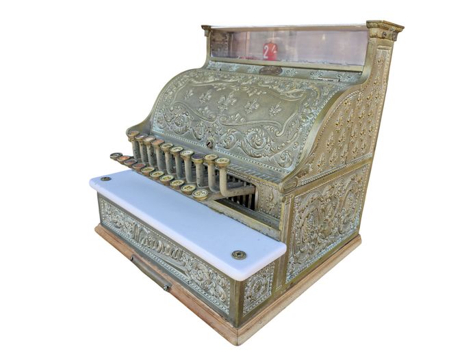 Antique 1913 Ornate Cast Brass National Cash Register Model 225