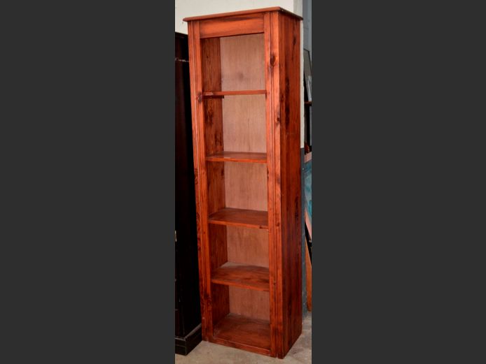 STAINED PINE 5-TIER NARROW BOOKSHELF, 60 x 36 x 200cm