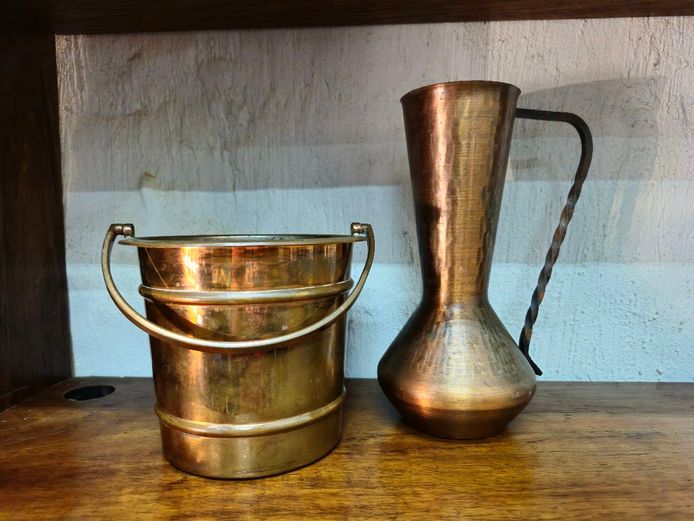 Vintage Copper Pitcher & Swing Handle Bucket