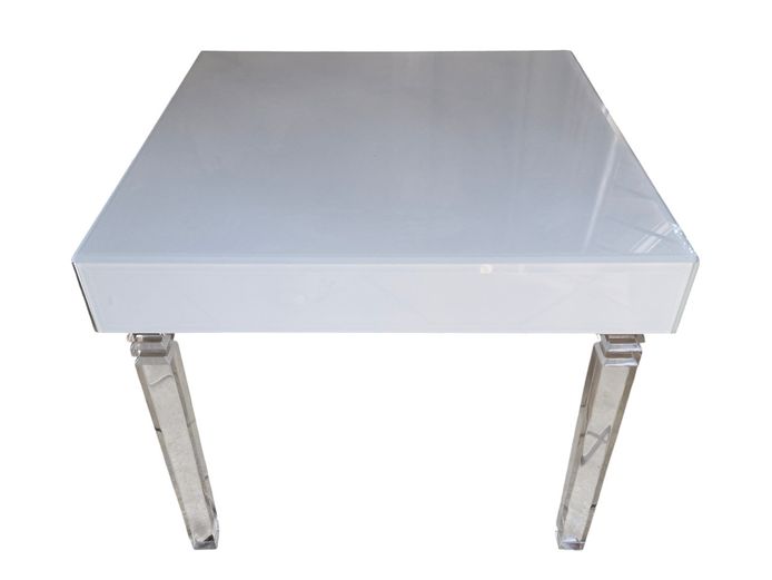 White Glass & Acrylic Large Side Table