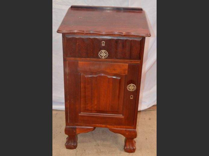 IMBUIA BALL & CLAW SINGLE DRAWER, SINGLE DOOR BEDSIDE PEDESTAL, 44 x 38 x 75cm