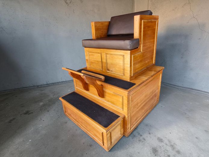 Vintage Solid Wood Shoe Shine Stand Chair