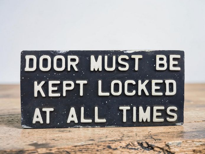 Vintage Embossed Galvanized Steel Warning Sign