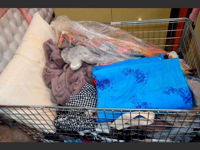 ASSORTED CLOTHING, TOWELS, PILLOW, etc [Excl. Bin]