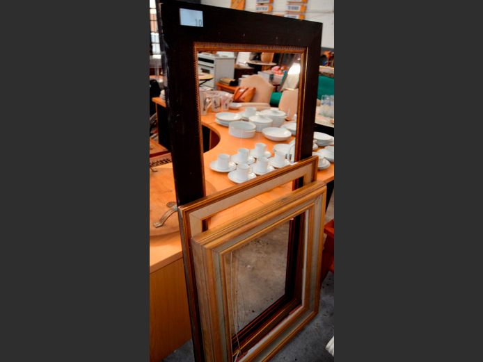 LOT OF 3 PICTURE FRAMES: DARKWOOD & 2 x GILT, 151.5 x 74cm, 96 x 76cm & 85 x 75cm