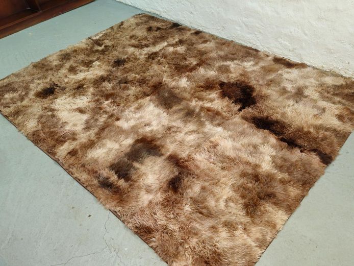 Large Faux Fur Shaggy Area Rug Non-Slip - Brown Multi-Tone