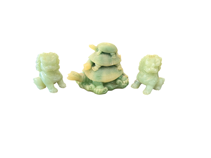 Decorative Green Stone Feng Shui Ornament Set (3 Pieces)