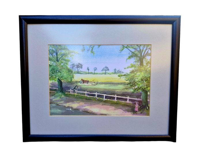 Landscape Scene Framed Watercolor Print