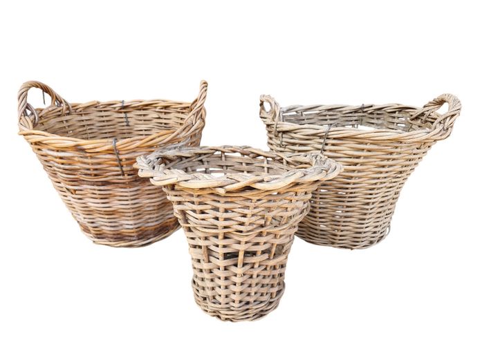 Vintage Woven Wicker Harvest Baskets