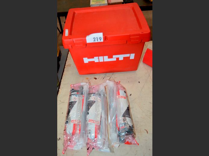 HILTI PLASTIC CRATE WITH LID, 39 x 29 x 29cm, & HILTI EPOXY