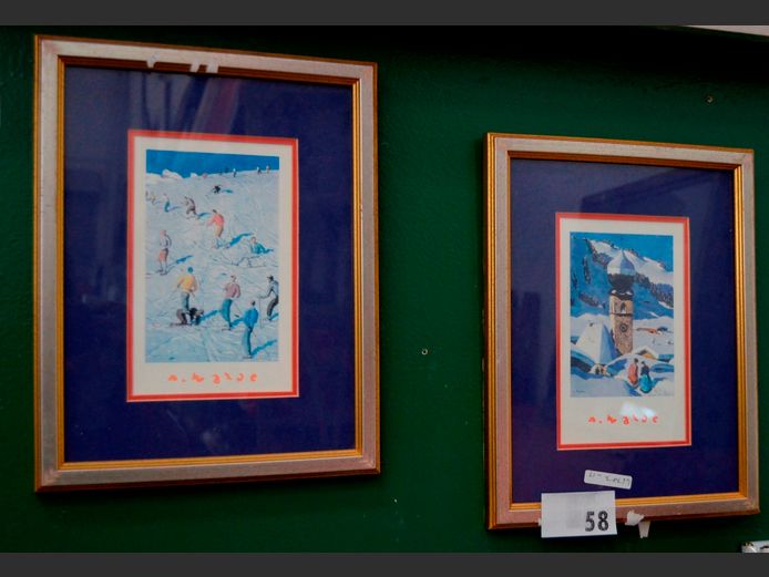 PAIR GILT FRAMED SWISS PRINTS, 16.5 x 10.5cm