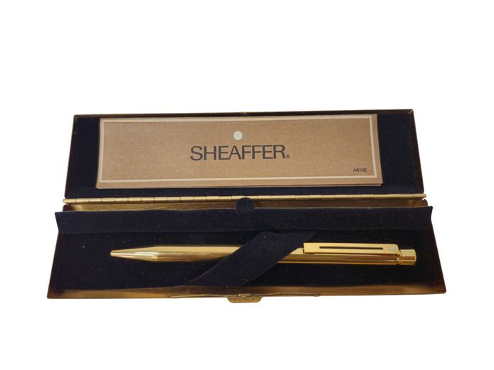 Vintage Sheaffer Gold-Toned Imperial Brass Ballpoint Pen & Presentation Case