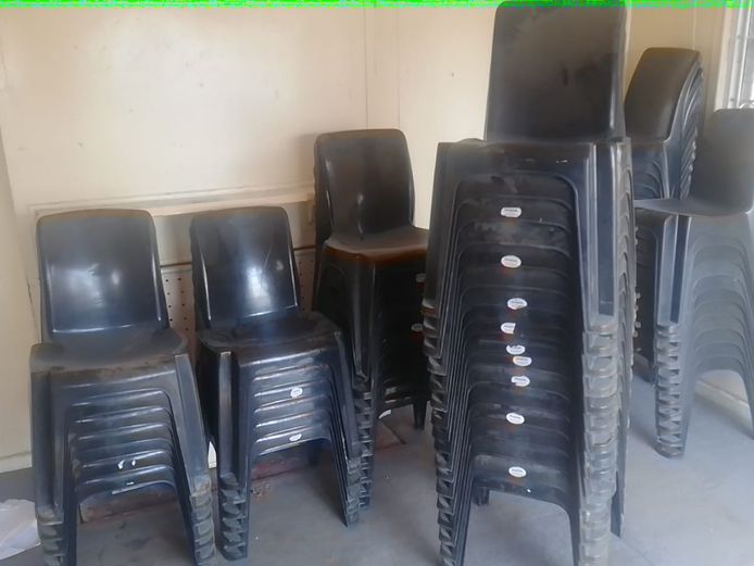 Black plastic chairs 