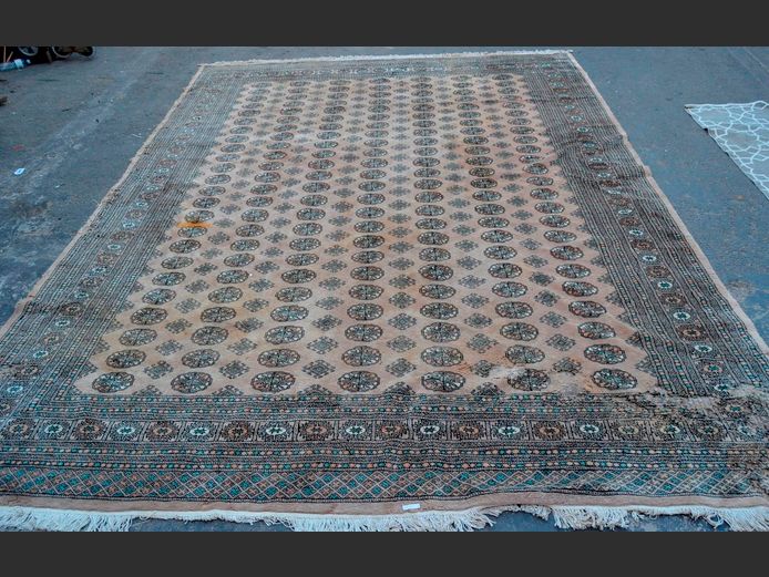 BLACK & WHITE PERSIAN CARPET, 360 x 270cm [Marks & Worn in places]