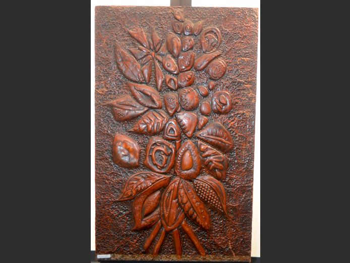 BEATEN COPPER ARTWORK "FLOWERS", 54.9 x 87.8cm