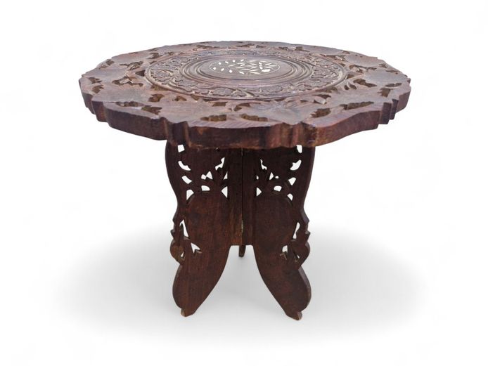 Anglo-Indian Hand-Carved Side Table