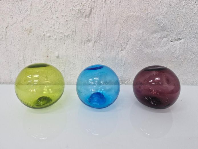 Set of 3 Vintage Coloured Glass Floats