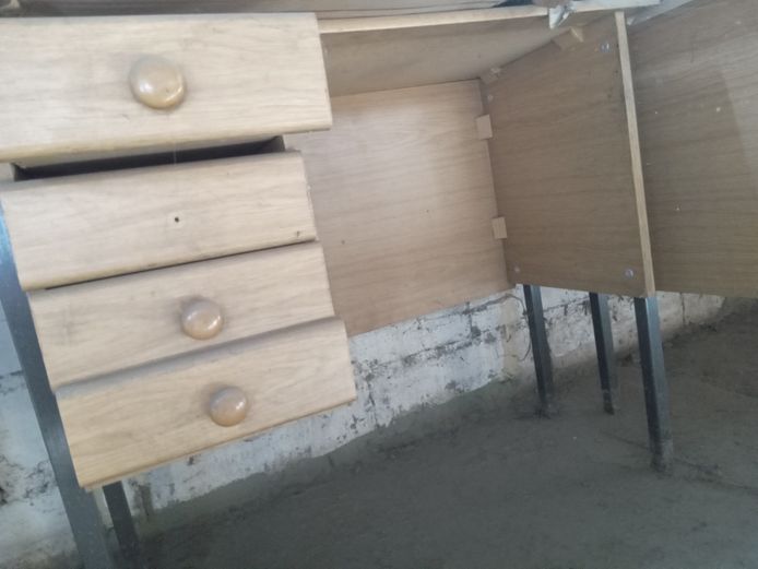 Small wooden study desk with 4 shelves