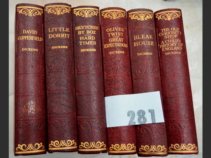 SET OF 6 VINTAGE DICKENS HARD COVER NOVELS: OLIVER TWIST, DAVID COPPERFIELD, etc