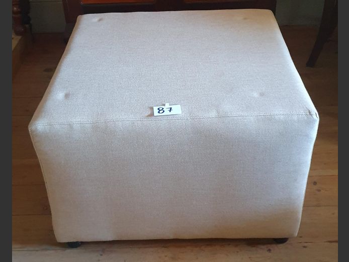 Beige Upholstered Ottoman