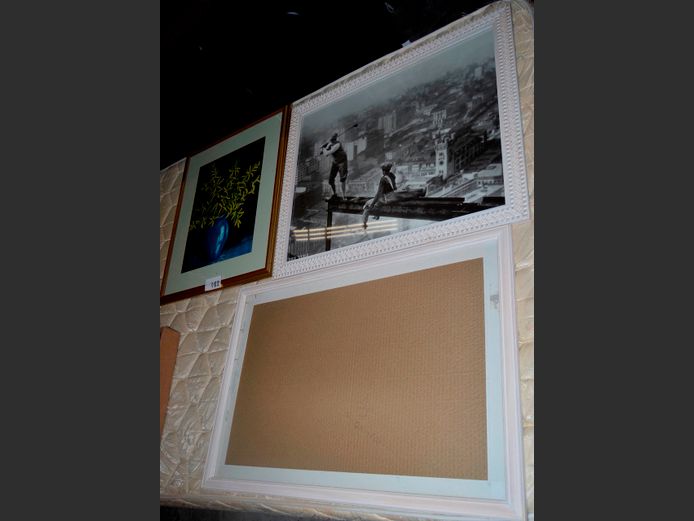 FRAMED MONOCHROME PRINT "FLOWER IN VASE", & A PICTURE FRAME