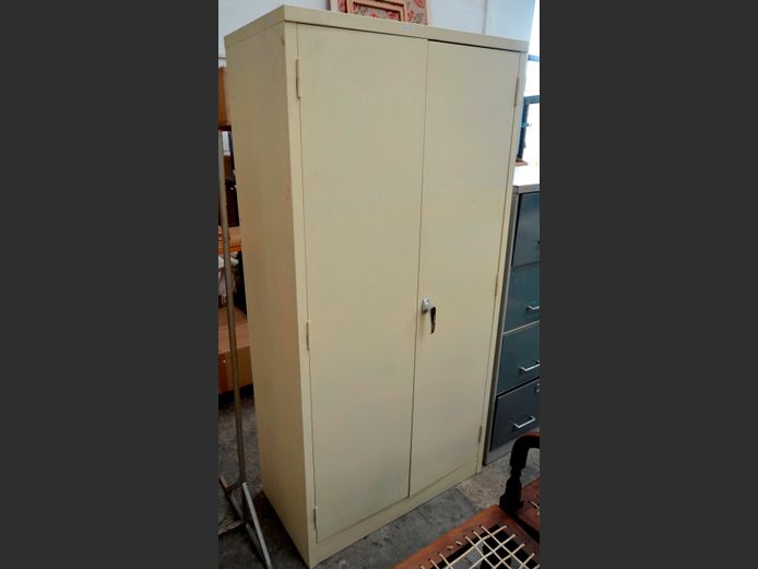 CREAM STEEL 2-DOOR STATIONERY CABINET, 90 x 46 x 180cm