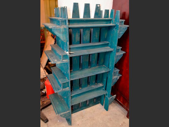 PINE UNDER GREEN PAINT PLANT SHELF, 90 x 41 x 140cm