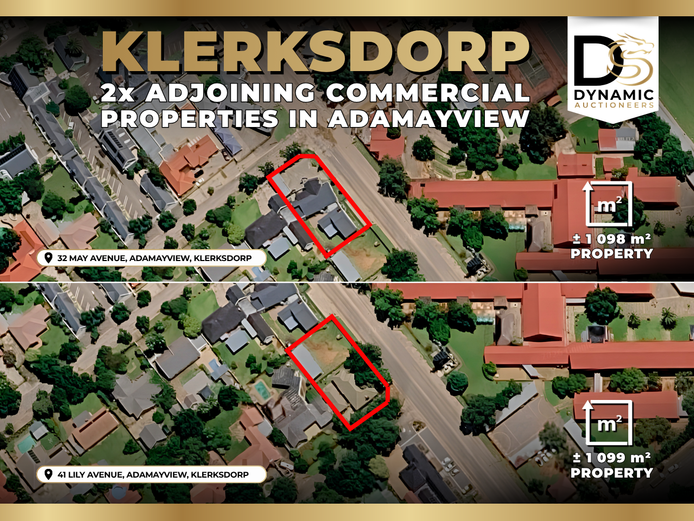 2x ADJOINING COMMERCIAL PROPERTIES IN ADAMAYVIEW, KLERKSDORP