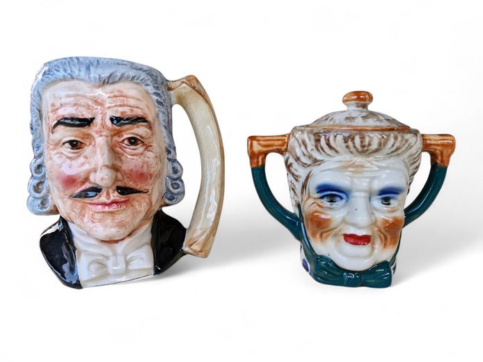 Toby Style Ceramic Sugar Bowl & Mug