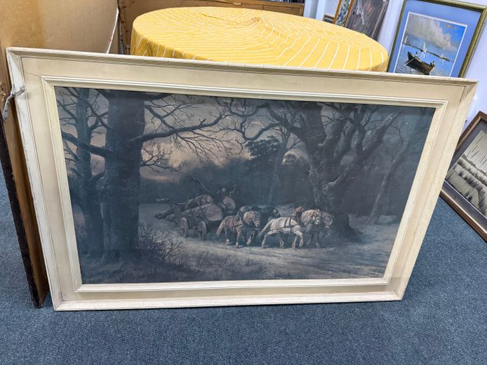 Antique Art - Wagon with Horses 