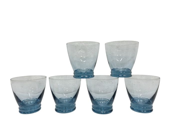 Vintage Mid-Century Soft Blue Heavy-Base Tumbler Glasses – Set of 6