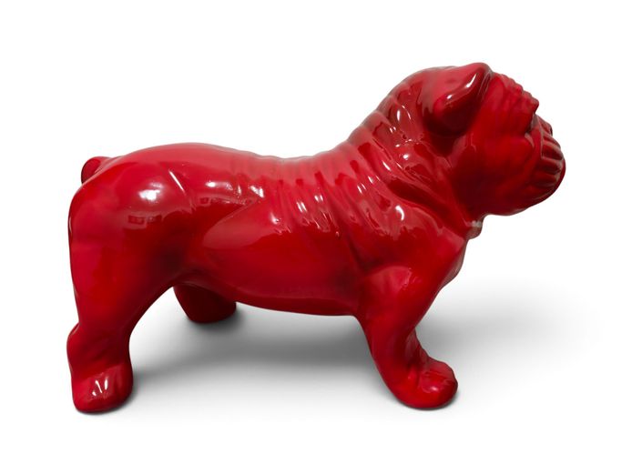 Contemporary Gloss Chilli Red Ceramic English Bulldog Sculpture