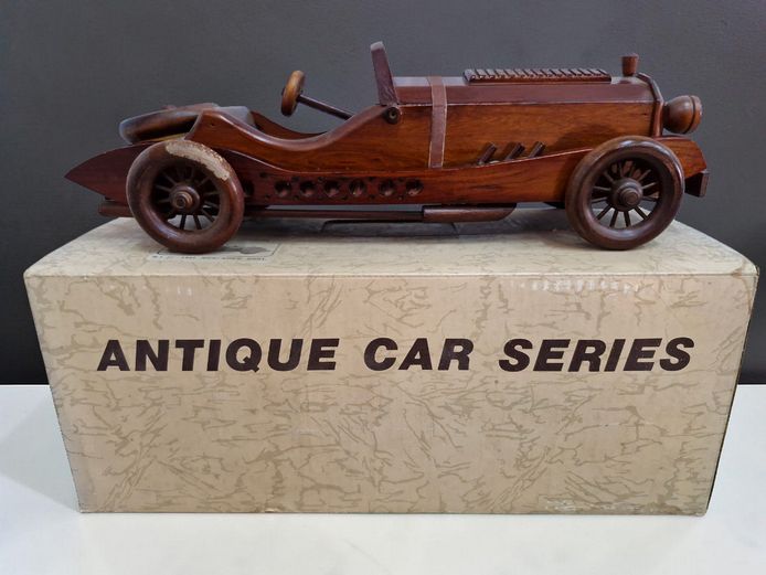 Large Scale Vintage Wooden 1931 Mercedes SSKL Model Race Car