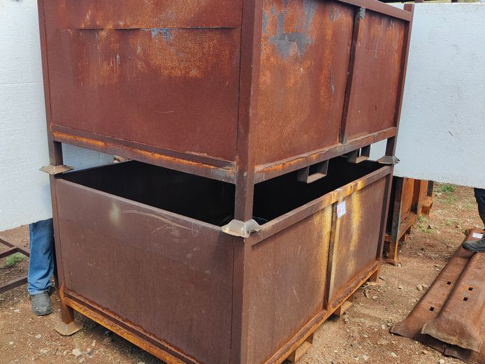 2 X STACKABLE STEEL BINS