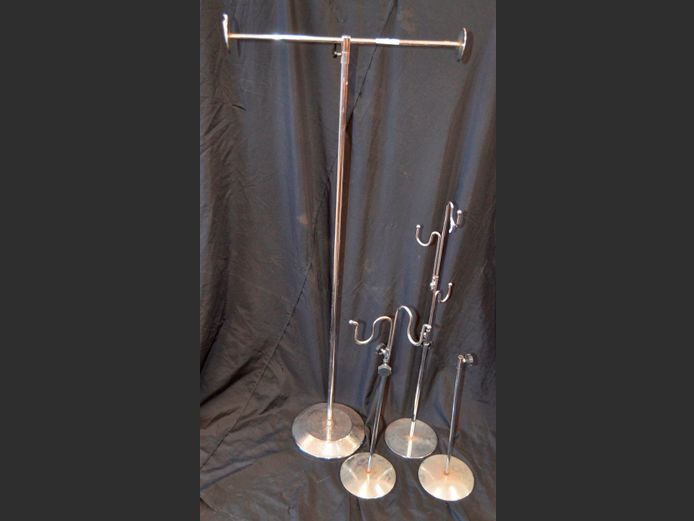 LOT: 3 x STAINLESS STEEL HANDBAG STANDS