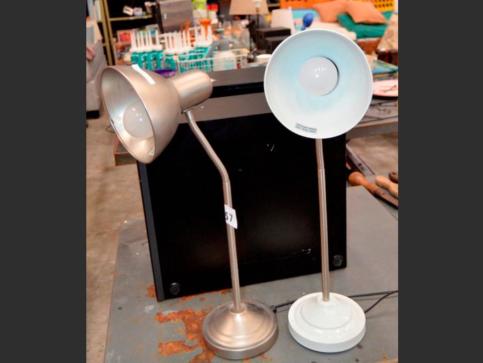 PAIR METAL ADJUSTABLE DESK LAMPS, 60cm High