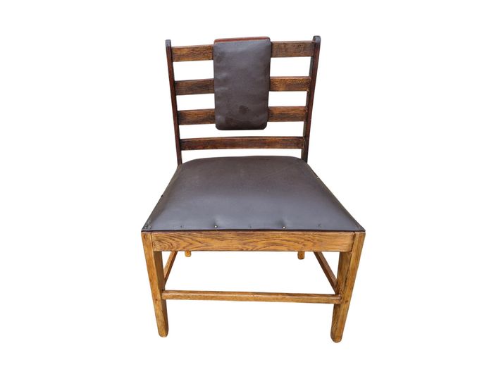 Oversized Mission Style Ladder-Back Chair with Faux Leather Upholstery