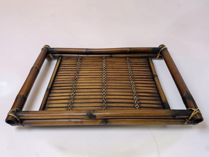 Vintage Tortoiseshell Bamboo & Rattan Serving Tray