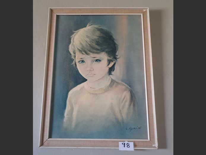 Vintage Framed Print "Crying Boy" By Carlo Parisi